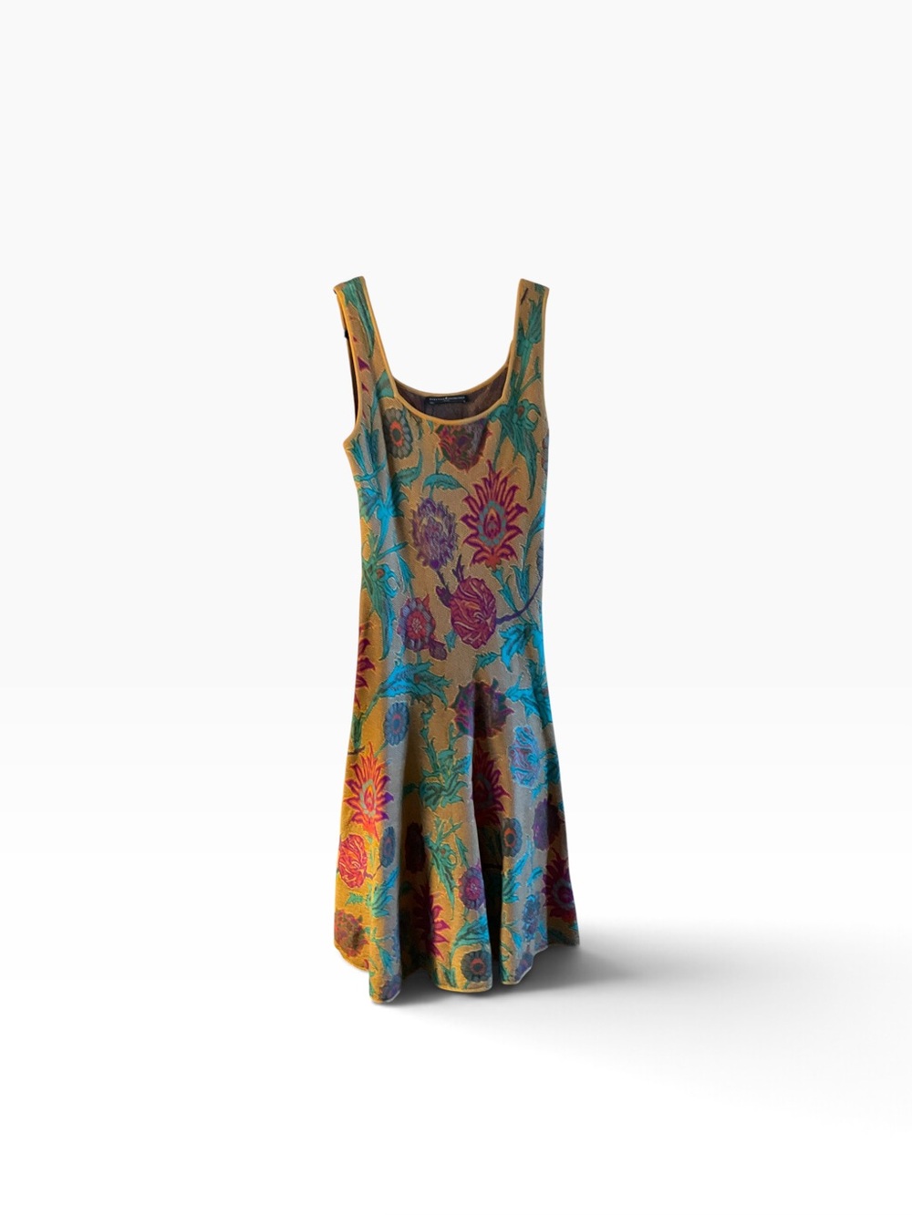 Peruvian Connection Floral Knit Midi Maxi Dress Size M Boho Art-to-Wear